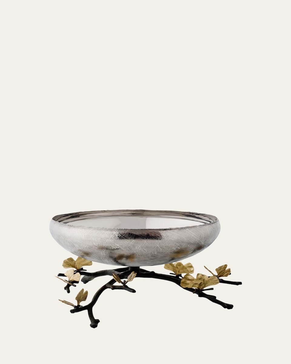 Butterfly Ginkgo Footed Centerpiece Bowl